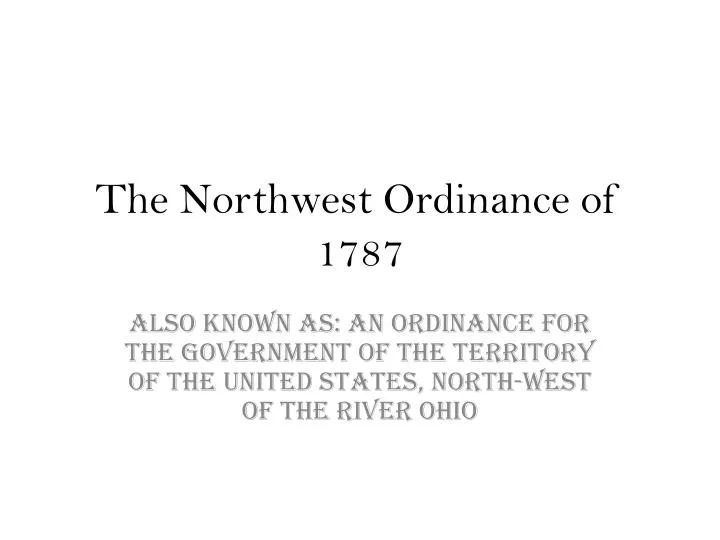 the northwest ordinance of 1787