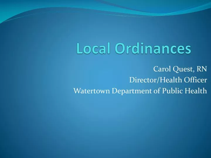 local ordinances