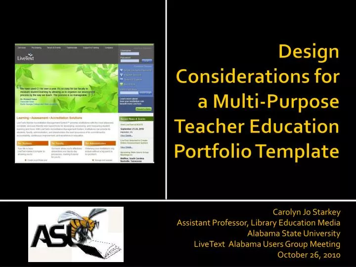 design considerations for a multi purpose teacher education portfolio template