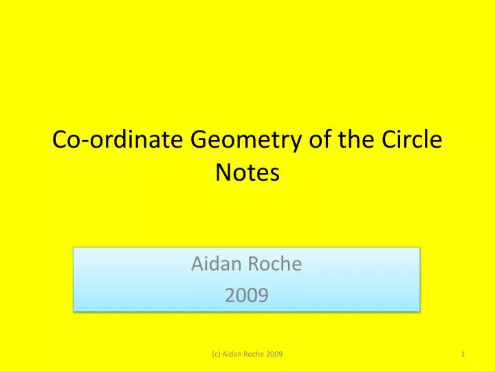 co ordinate geometry of the circle notes