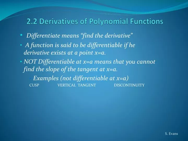 2 2 derivatives of polynomial functions
