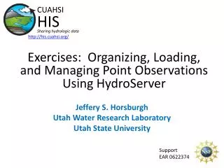 Exercises: Organizing , Loading, and Managing Point Observations Using HydroServer