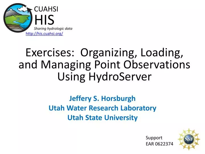 exercises organizing loading and managing point observations using hydroserver