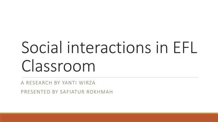 social interactions in efl classroom