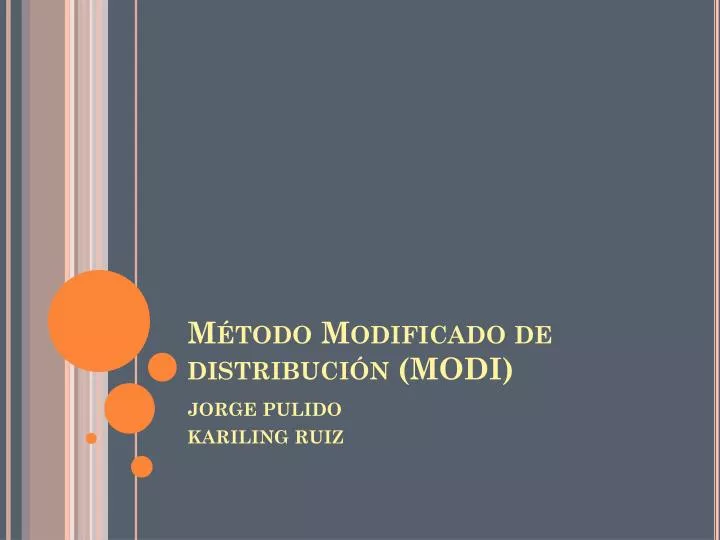 m todo modificado de distribuci n modi