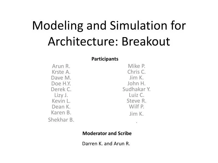 modeling and simulation for architecture breakout