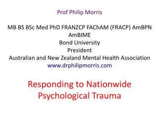 Responding to Nationwide Psychological Trauma