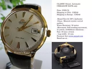 CLASSIC Orient Automatic CER24003W DATE-only Price :USD170