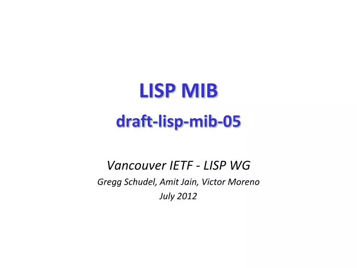 lisp mib draft lisp mib 05