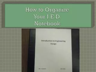 How to Organize Your I.E.D. Notebook
