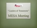 MESA Meeting - slide 1