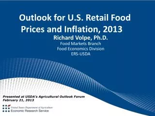 Outlook for U.S. Retail Food Prices and Inflation, 2013