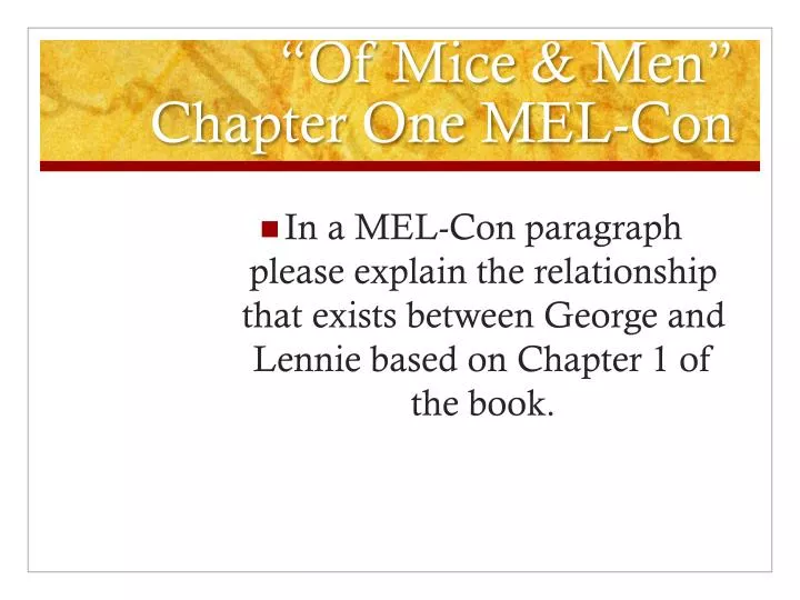 of mice men chapter one mel con