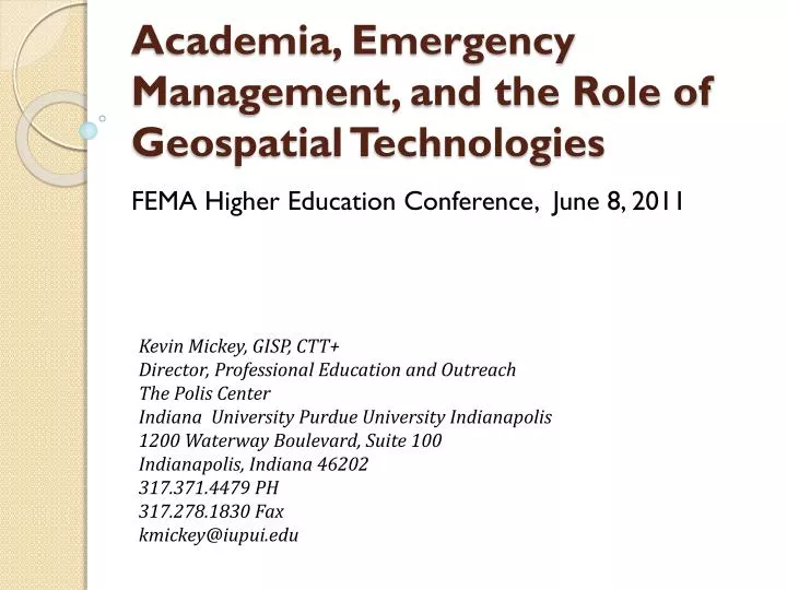 academia emergency management and the role of geospatial technologies