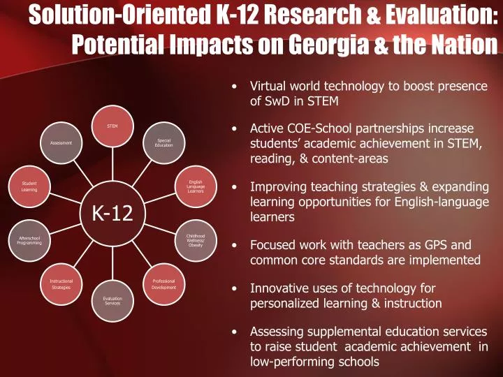 solution oriented k 12 research evaluation potential impacts on georgia the nation