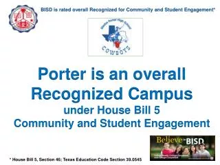 BISD is rated overall Recognized for Community and Student Engagement*