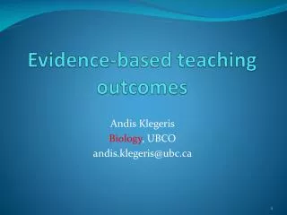 Evidence-based teaching outcomes