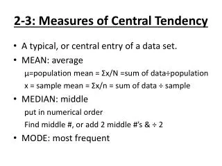 2-3: Measures of Central Tendency
