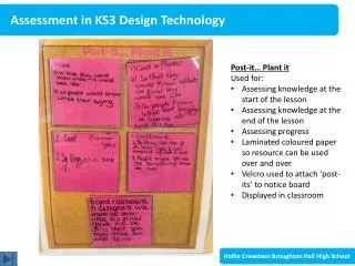 Assessment in KS3 Design Technology