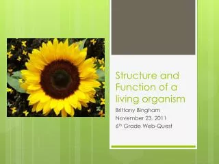 Structure and Function of a living organism