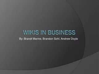Wikis in Business