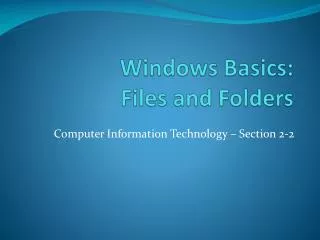Windows Basics: Files and Folders