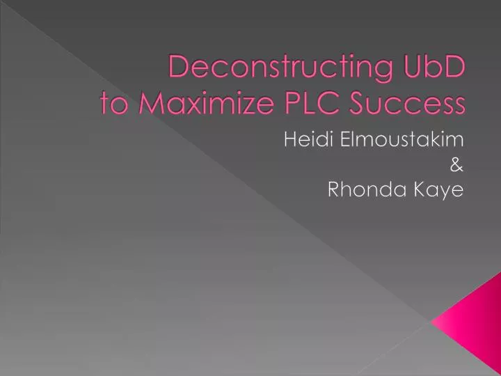 deconstructing ubd to maximize plc success