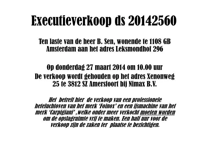 executieverkoop ds 20142560