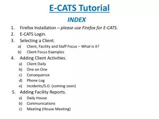 E-CATS Tutorial