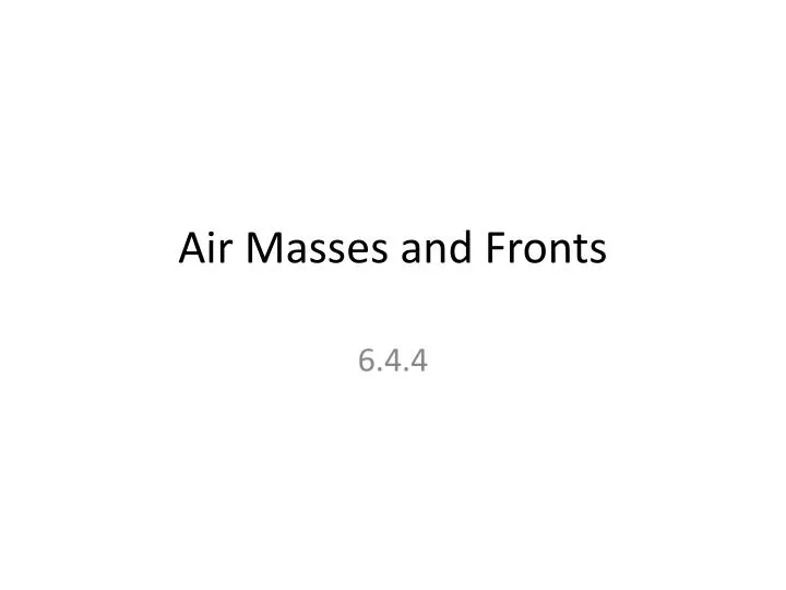 air masses and fronts