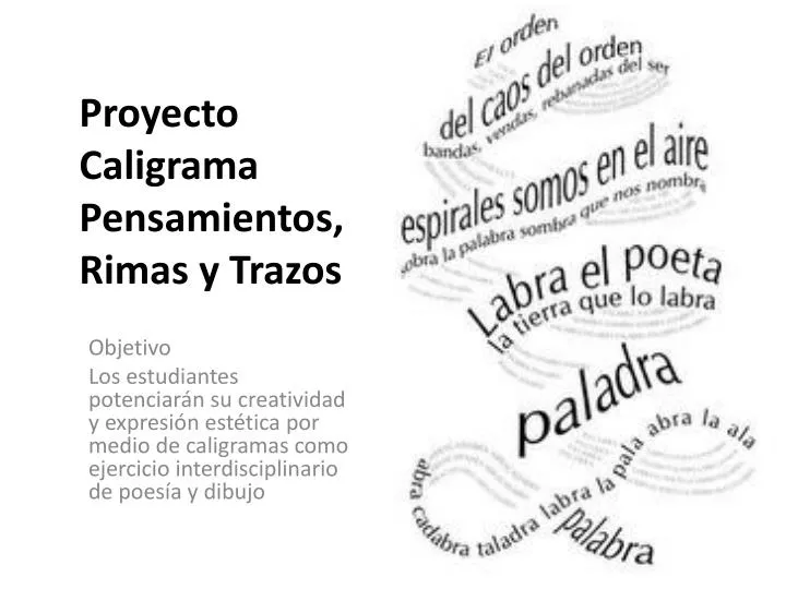 proyecto caligrama pensamientos rimas y trazos