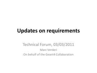 Updates on requirements
