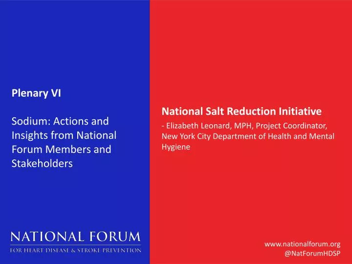 plenary vi sodium actions and insights from national forum members and stakeholders