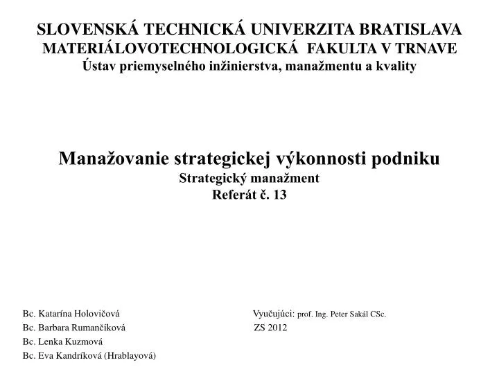 mana ovanie strategickej v konnosti podniku strategick mana ment refer t 13