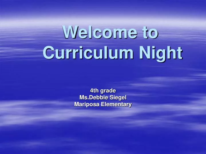 welcome to curriculum night