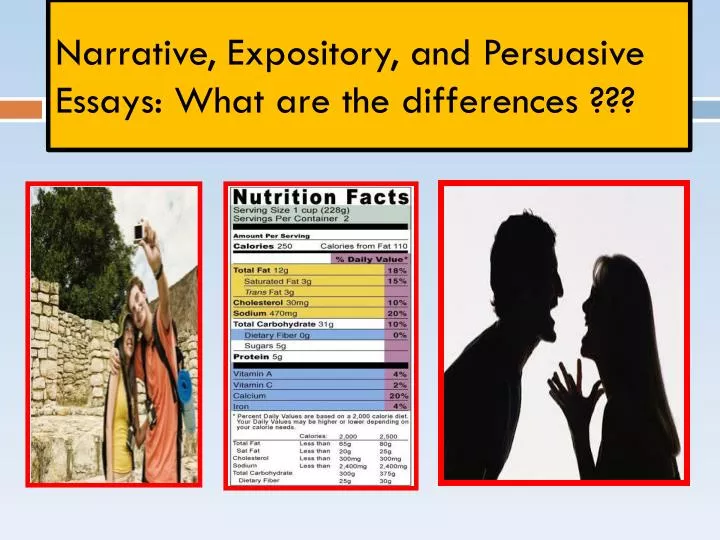narrative expository and persuasive essays what are the differences