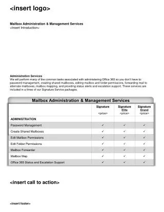 Mailbox Administration &amp; Management Services
