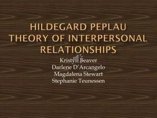 Hildegard Peplau Theory of Interpersonal Relationships