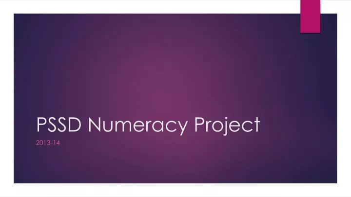 pssd numeracy project
