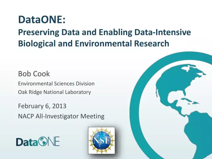 dataone preserving data and enabling data intensive biological and environmental research