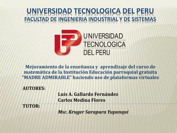 universidad tecnologica del peru facultad de ingenieria industrial y de sistemas