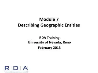 Module 7 Describing Geographic Entities