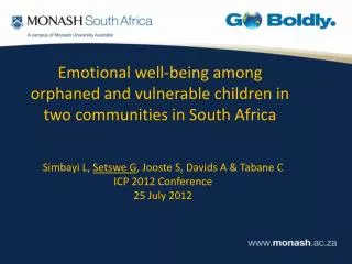 Emotional well-being among orphaned and vulnerable children in two communities in South Africa