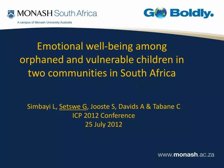 emotional well being among orphaned and vulnerable children in two communities in south africa