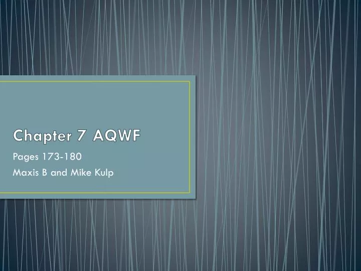 chapter 7 aqwf
