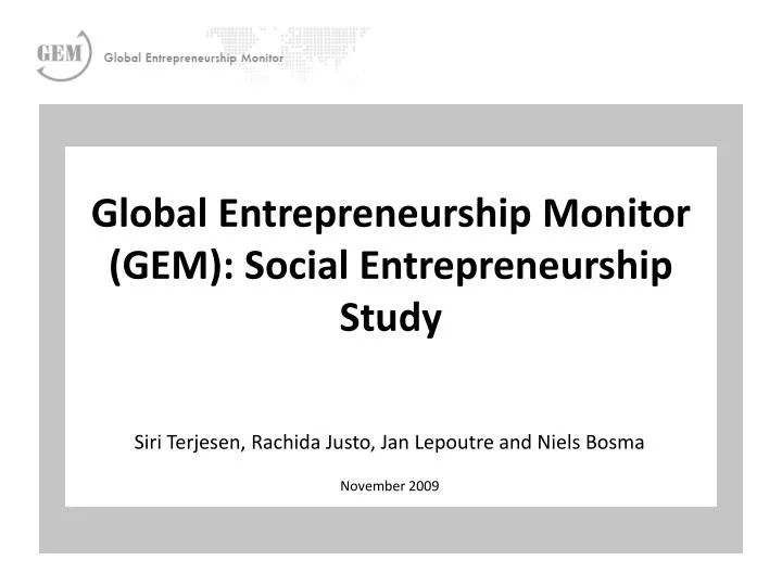 global entrepreneurship monitor gem social entrepreneurship study