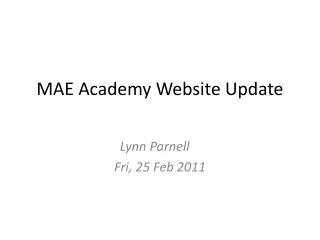 MAE Academy Website Update