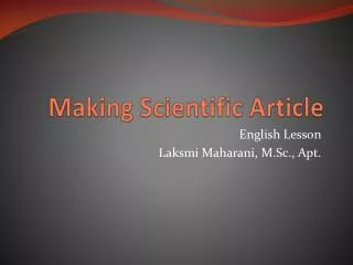 Making Scientific Article