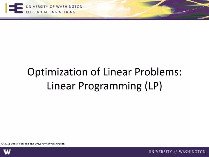 optimization of linear problems linear programming lp