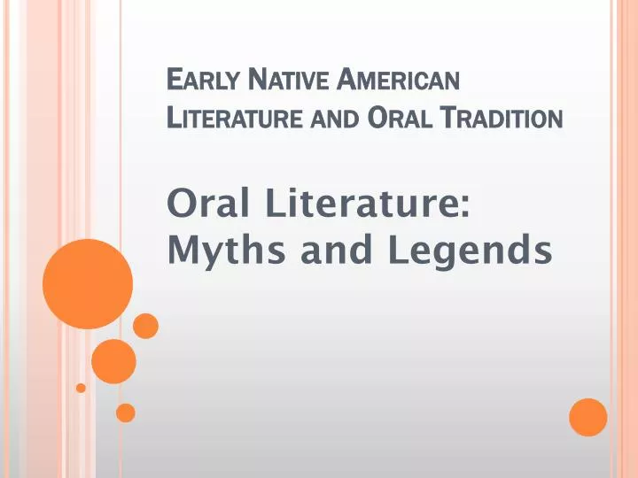 early native american literature and oral tradition